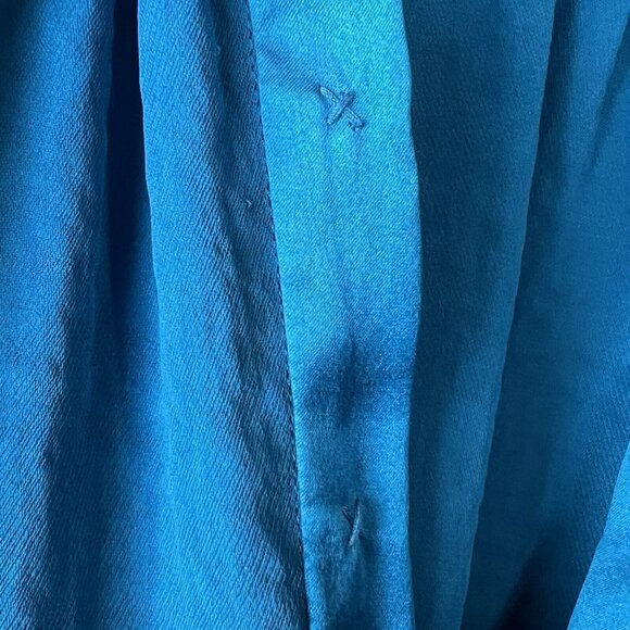 Rebecca Taylor Sleeveless Blue Blouse Size 0 Snap Front Hi-Lo Raw Edge Hem - Picture 8 of 13